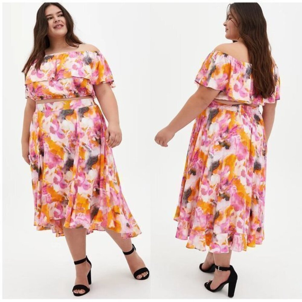 Torrid 2X Two Piece Tie Dye Off Shoulder Top/Skirt